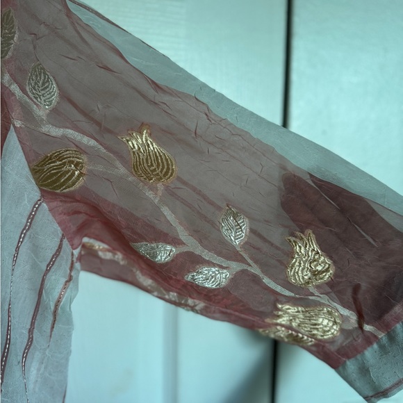 Vintage "Member's High Fashion" Floral Crepe Blouse Sheer Shirt XXL - Picture 2 of 6